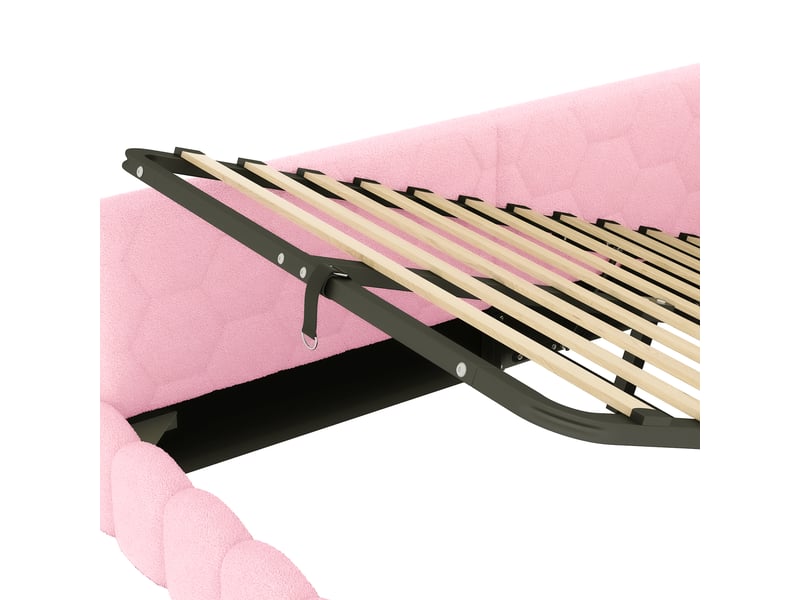  Lit de jour 140x200 canapé lit en velours rose avec coffre de rangement hydraulique et ports usbtype-c  - Conforama W