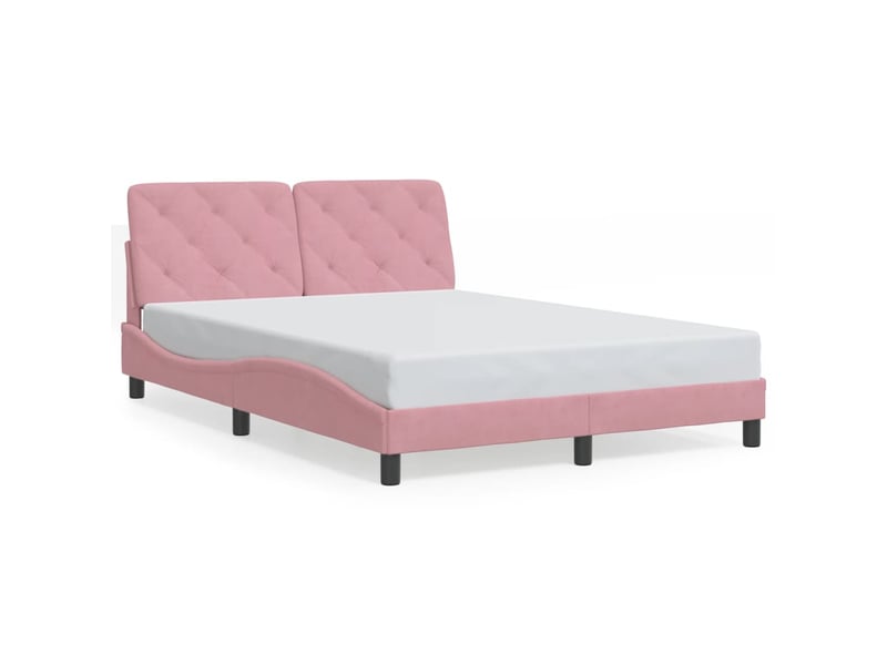  Lit double- lit adulte -  cadre de lit avec led sans matelas rose 140x200 cm velours  - Conforama D