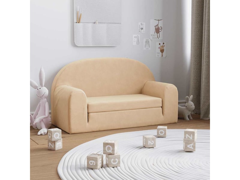 Canapé convertible, canapé droit, canapé-lit pour enfants 2 places crème peluche douce cf22305 - Conforama B