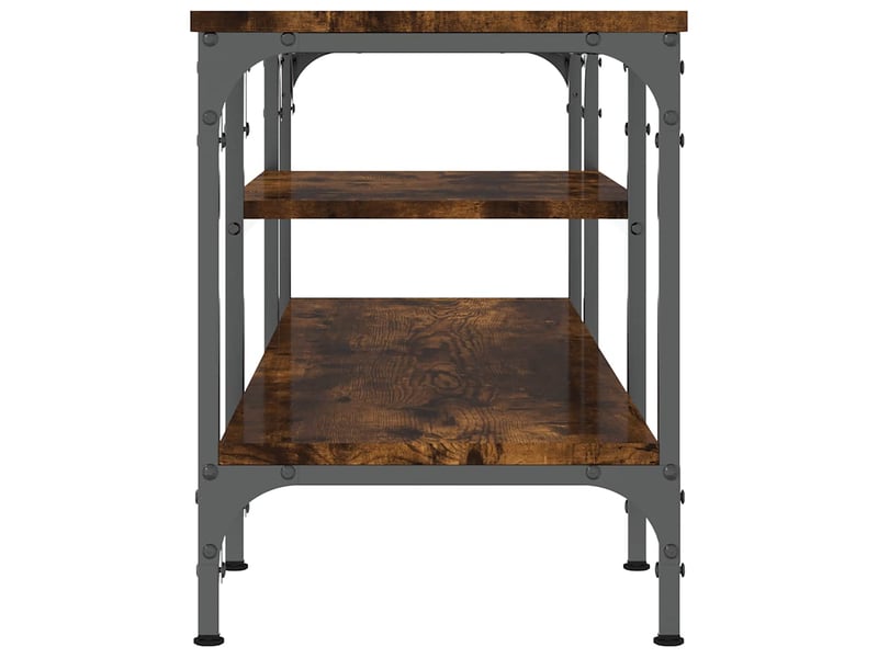  Meuble tv - banc tv - meuble de rangement chêne fumé 121x35x45 cm bois d'ingénierie et fer  - Conforama E
