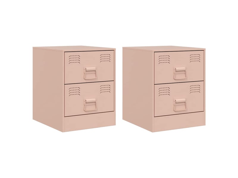  Vidaxl tables de chevet rose en acier lot de 2 tables de nuit 34,5x39x44 cm chambre à coucher  - Conforama A