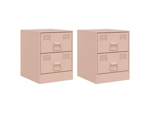 Vidaxl tables de chevet rose en acier lot de 2 tables de nuit 34,5x39x44 cm chambre à coucher