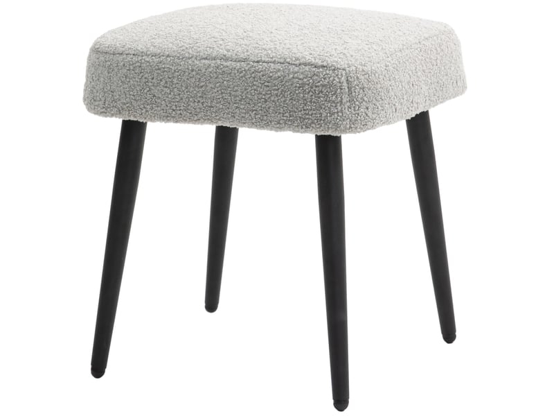  Pouf carré 42x42x47 cm en polyester gris clair avec pieds en acier  - Conforama A