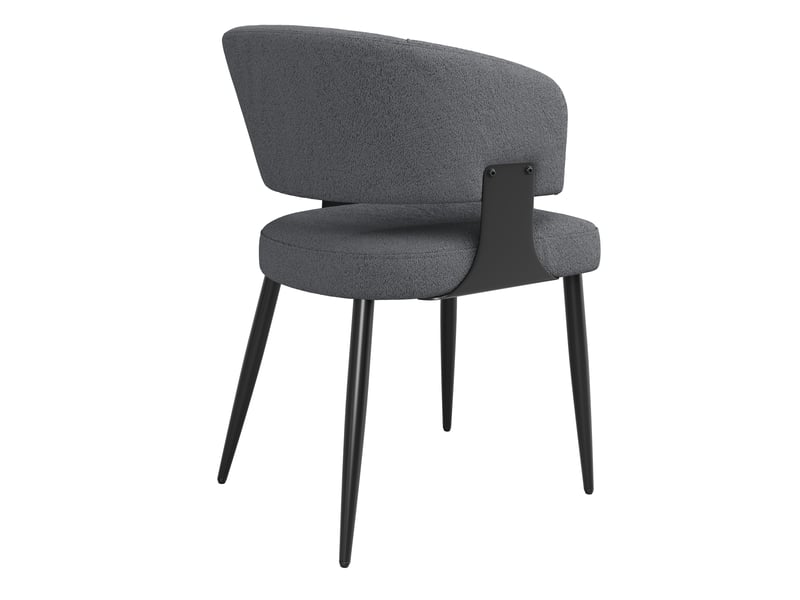  Chaise salle à manger en flanelle de haute qualité, pour cuisine, lot de 6 chaises avec dossier incurvé, salon, salle à manger, gris  - Conforama C