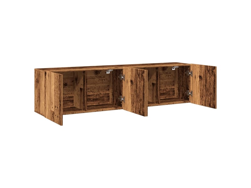  Lot de 2 meuble tv mural, meuble tv suspendu vieux bois 80x30x41 cm  - Conforama E