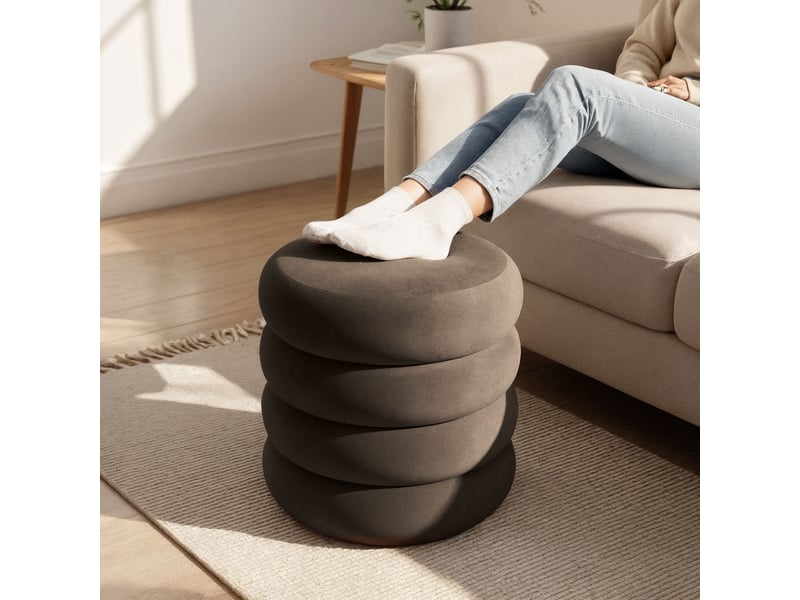 Tabouret en velours avec rangement 42 cm snuggo marron SNUGGO - Conforama E