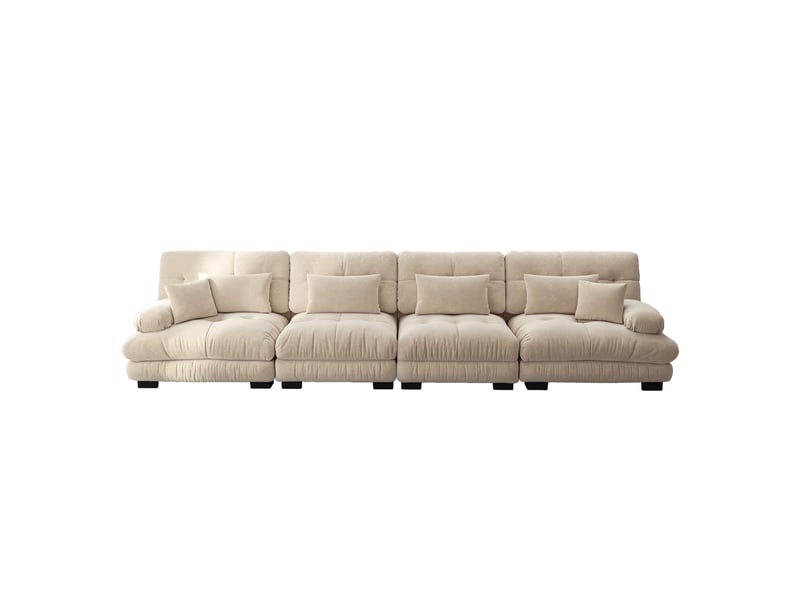  Canapé d'angle, canapé convertible – marron clair, en tissu chenille, assise profonde, 4 places  - Conforama D