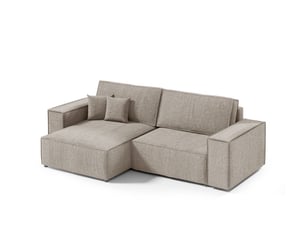 Canapé d'angle réversible convertible ULTRA  4 places Velours côtelé gris avec coffre de rangement