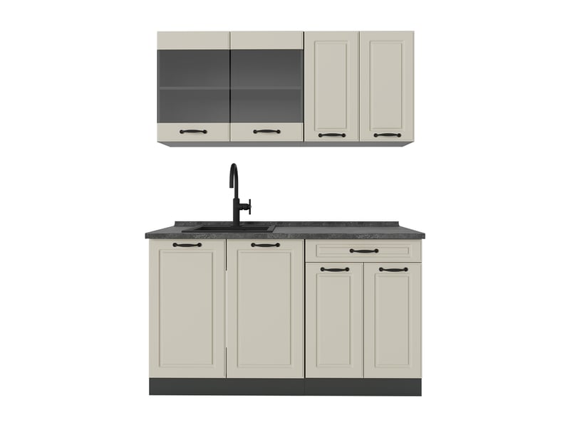  Vicco cuisine, sable campagneanthracite, 140cm plan de travail anthracite  - Conforama A