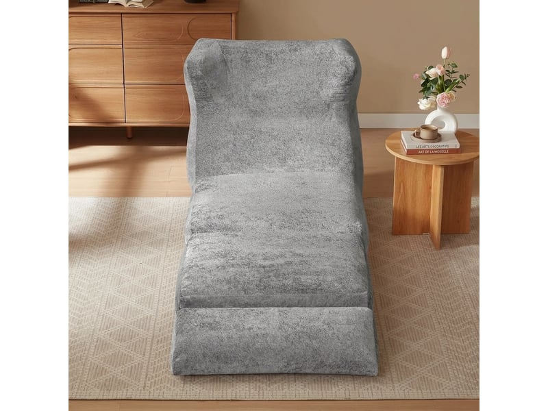  Fauteuil paresseux gris canapé sans armature en mousse convertible en chaise longue 90x118x86cm  - Conforama C