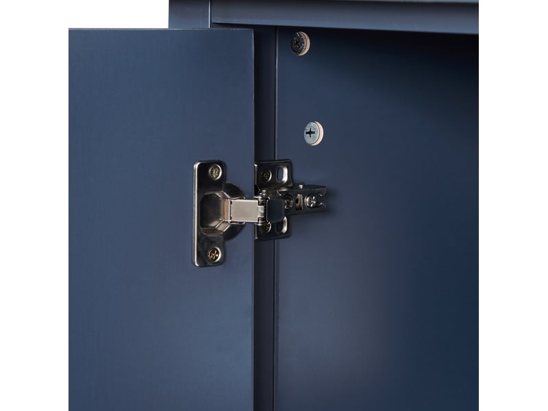 Buffet 160x40x89 cm bleu marine en panneau de particules et métal, rangement vintage pour salle à manger - Conforama E