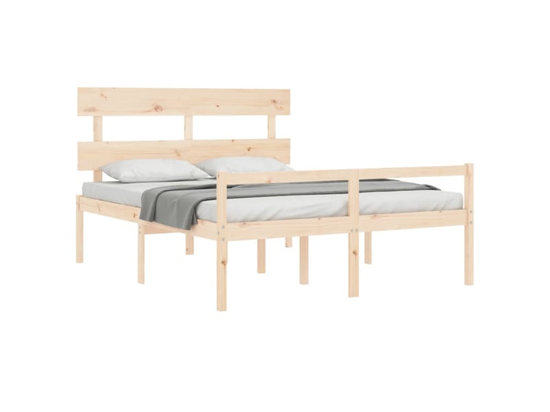  Lit double- lit adulte -  lit pour personne âgée sans matelas 160x200 cm bois massif  - Conforama C