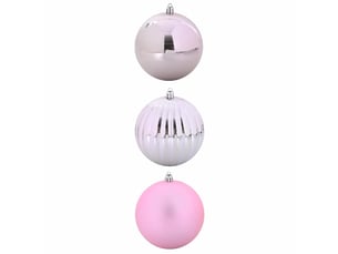 Ensemble de boules de noël xxl 3 pcs rose ø 25 cm plastique