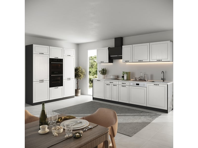  Vicco cuisine, blanc campagneanthracite, 180cm plan de travail anthracite  - Conforama C