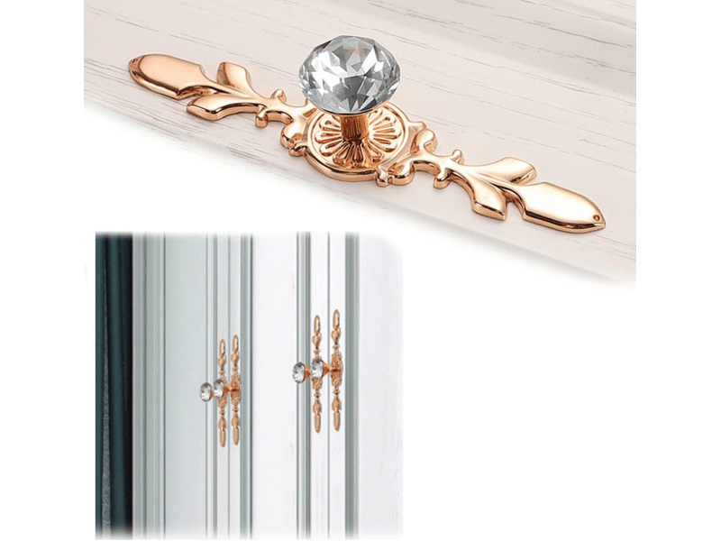  Bouton de meuble en cristal diamant doré, décoration pour meubles  - Conforama D