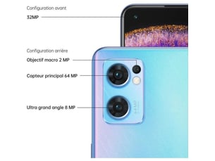 Smartphone 5g oppo find x5 lite 8 go 256 go bleu étoilé 6,43 amoled 90 hz android 12