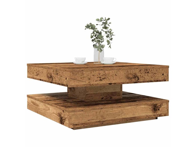  Table basse | table de salon rotative à 360 degrés vieux bois 70x70x34,5 cm  - Conforama A
