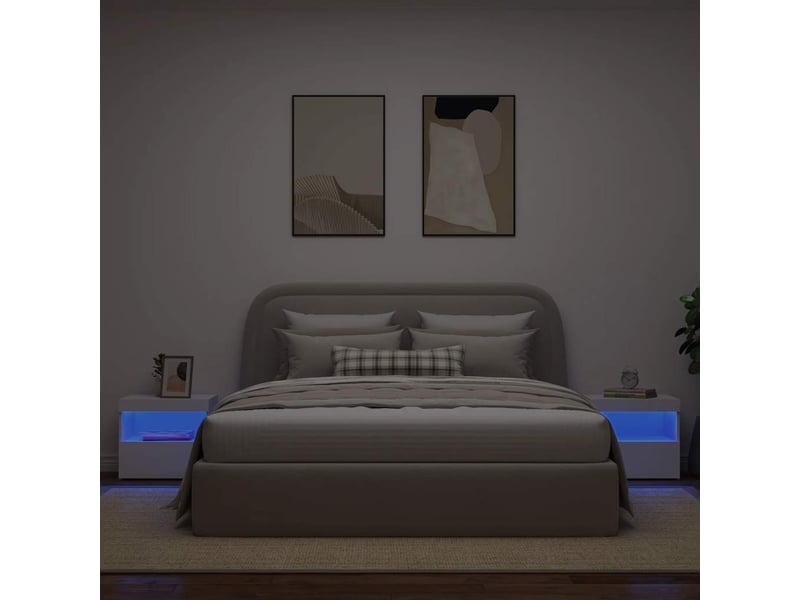  Lot de 2 tables de chevet - cabinet de chevet - table de nuit avec lumières led blanc 50x40x45 cm  - Conforama C