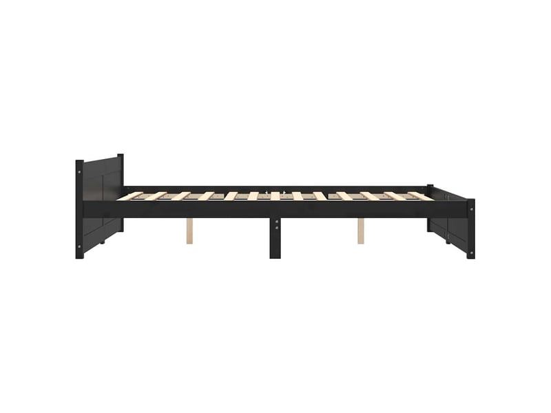  Lit double- lit adulte -  cadre de lit sans matelas noir bois massif 135x190 cm  - Conforama D
