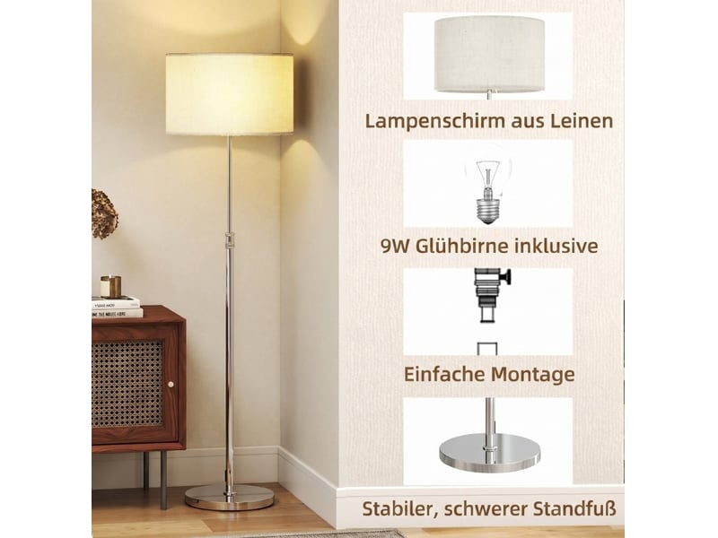  Lampadaire 40x40x168 cm réglable métal beige et argenté  - Conforama C