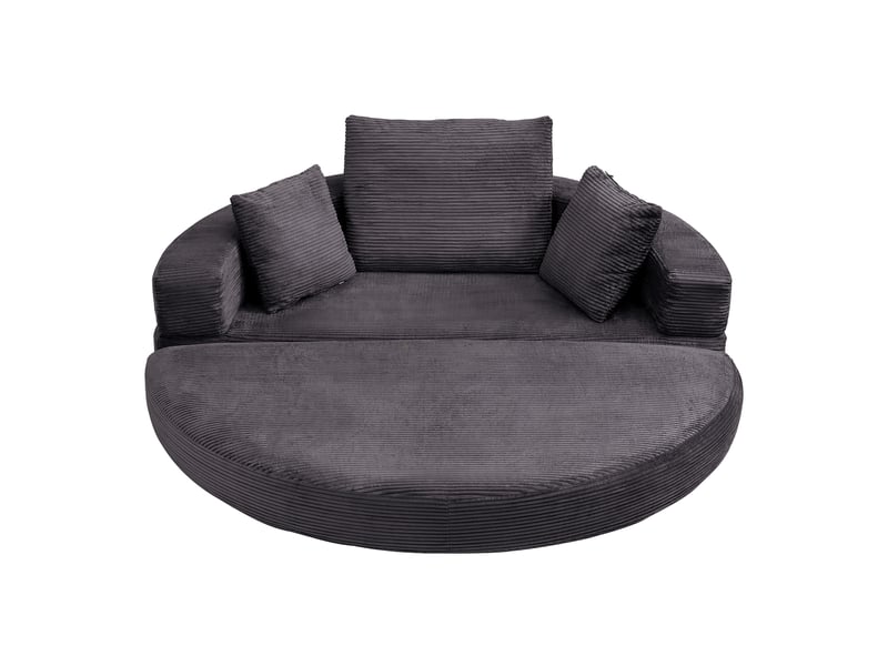 Canapé‑lit ovale modulable sans structure 173 x 176 cm, autoportant, revêtement velours côtelé, livré avec coussins, canapé‑lit pliable multifonction Fay Lum - Conforama A