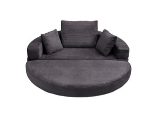 Canapé‑lit ovale modulable sans structure 173 x 176 cm, autoportant, revêtement velours côtelé, livré avec coussins, canapé‑lit pliable multifonction