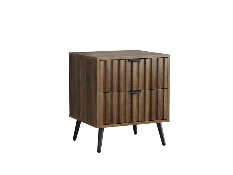  Table de chevet moderne, noyer, design encastré, 2 tiroirs, rangement chambre, 45 cm, 1 pièce  - Conforama E