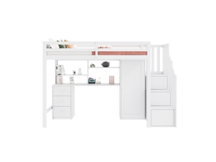 Lit mezzanine 90x200 cm OKWISH   coloris blanc