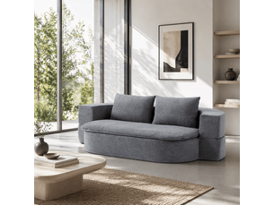 Canapé 3 places, avec fonction couchage, avec coussins, en flanelle, coloris gris clair, l200 x p130 x h60 cm, assise confortable