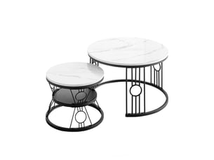 Lot de 2 tables basses empilables blanches et noires en mdf