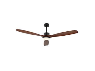 Ventilateur de plafond 177 cm éclairage led 3 pales bois massif noyer et noir réversible 6 vitesses télécommande silencieux