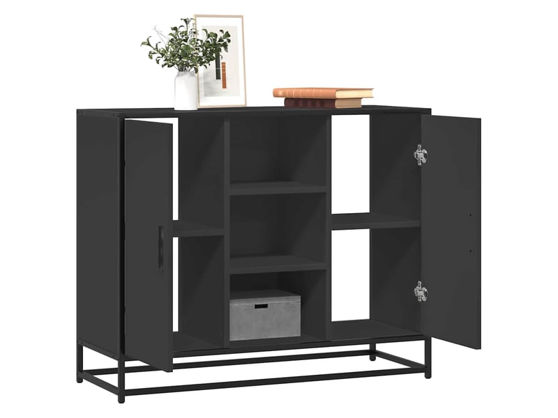  Buffet - bahut - meuble de rangement noir 92x35x76 cm bois d’ingénierie  - Conforama B