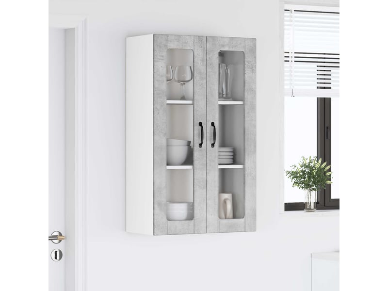  Meuble mural de cuisine, cabinet en verre mural gris béton 60x31x100cm shl2772  - Conforama D