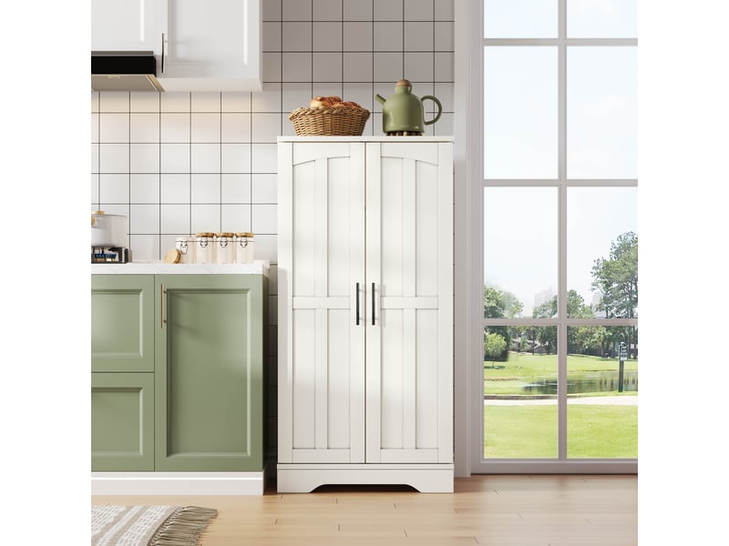  Meuble haut de cuisine blanc avec éclairage led 120 cm, 2 portes, rangements réglables  - Conforama B