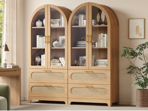 Vitrine coloris naturel 5 étagère(s) <strong>LEYTN</strong> <strong></strong> - 160 cmx175 cm