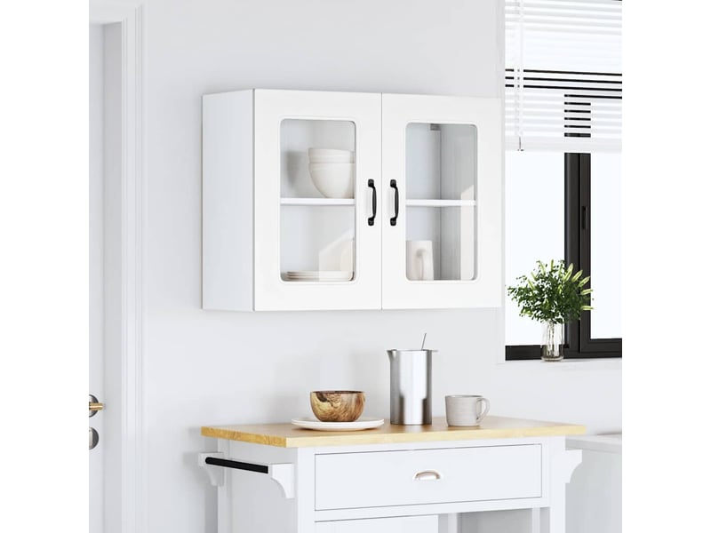  Meuble de rangement | armoire murale de cuisine avec porte en verre kalmar blanc  - Conforama B