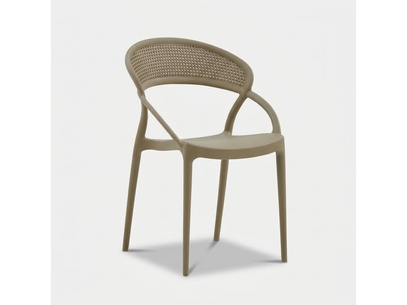  Lot de 4 chaises empilables pour intérieur et extérieur marsala - gris tourterelle  - Conforama C
