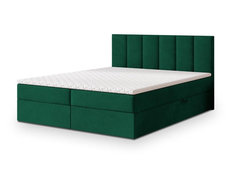  Boxspring meril 200x200 cm, lit complet avec matelas, vert  - Conforama A
