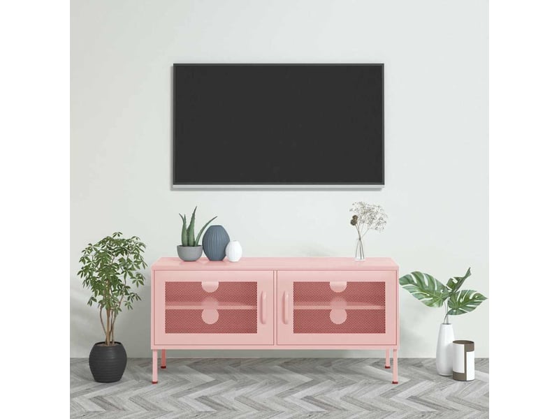  Meuble tv - banc tv - meuble de rangement rose 105x35x50 cm acier  - Conforama B