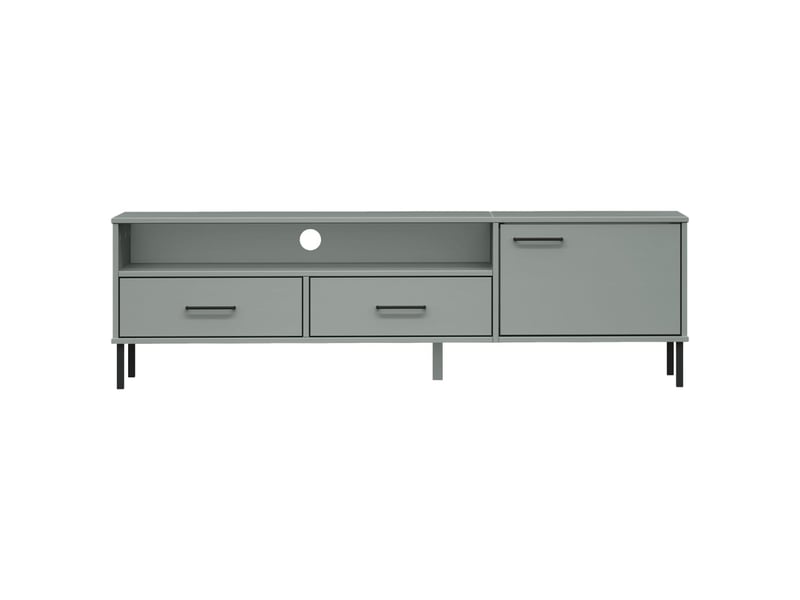 Meuble tv - banc tv - meuble de rangement avec pieds en métal gris bois de pin massif oslo  - Conforama D