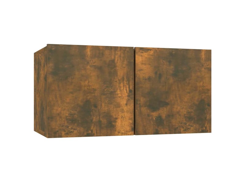  Lot de 8 meuble tv bas salon chêne fumé 60x30x30 cm bois d'ingénierie  - Conforama E