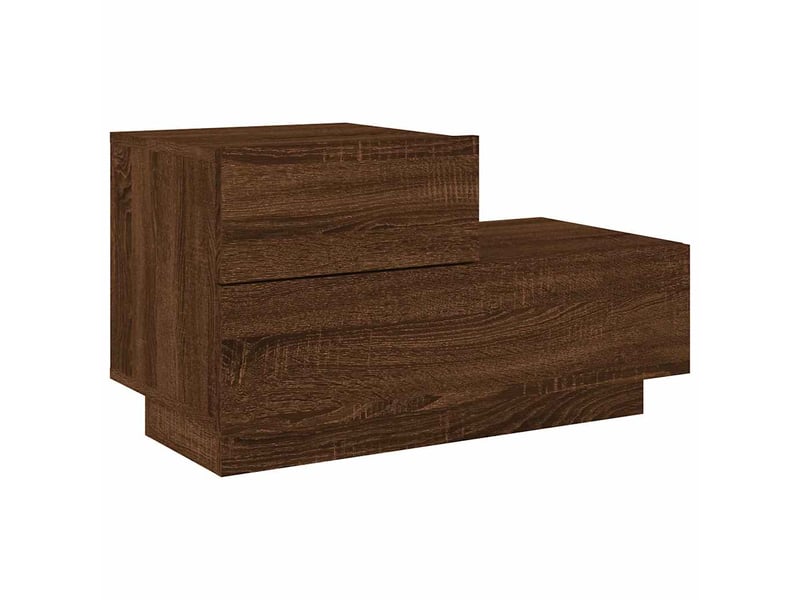 Table de chevet - cabinet de chevet - table de nuit avec lumières led chêne marron 70x36x40,5 cm - Conforama D