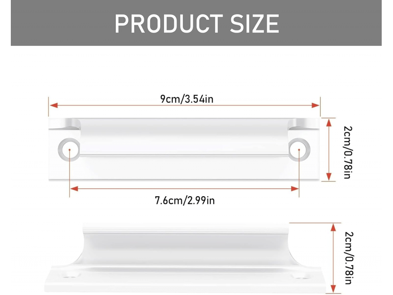 Poignée de porte extérieure de 2 pièces - coulissante, poignée invisible pour meubles d'intérieur, distance entre axes de 90 mm (blanche) - Conforama B