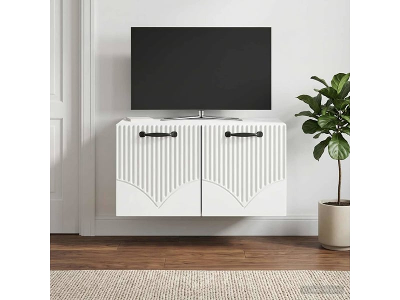 Meuble tv - banc tv - meuble de rangement mural blanc 59,5 x 41 x 30 cm bois d'ingénierie - Conforama D