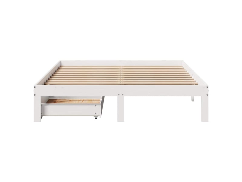  Lit double- lit adulte -  cadre de lit avec tiroirs sans matelas blanc 140x200 cm  - Conforama C