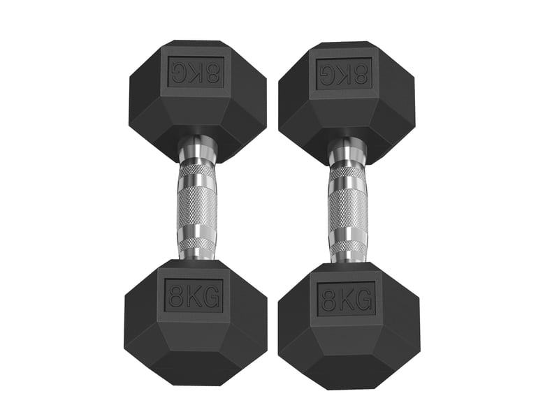  Haltères musculation lot de 2, kit haltères hexagonaux en fonte, 2 x 8 kg, 29,8 x 12,4 x 10,7 cm, noir  - Conforama A