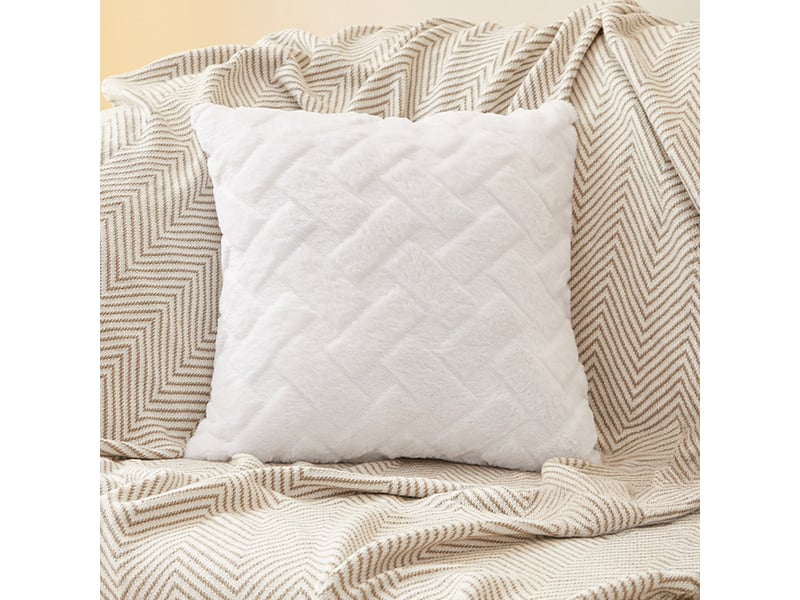  Coussin carré en tissu à motifs blanc 43x43 cm  - Conforama D