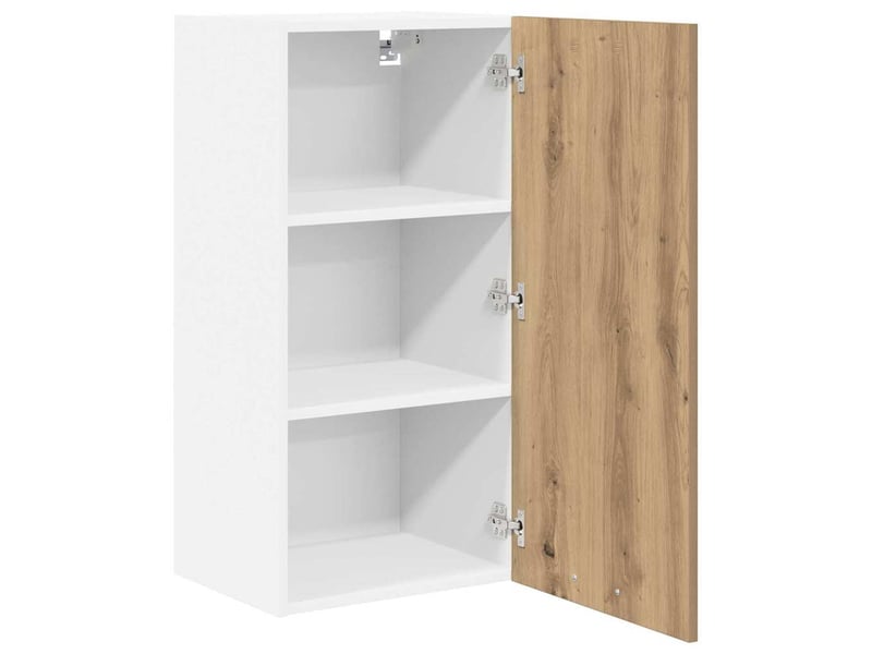  Meuble de rangement cuisine, armoire suspendue chêne artisan et blanc 40x31x80cm  - Conforama E
