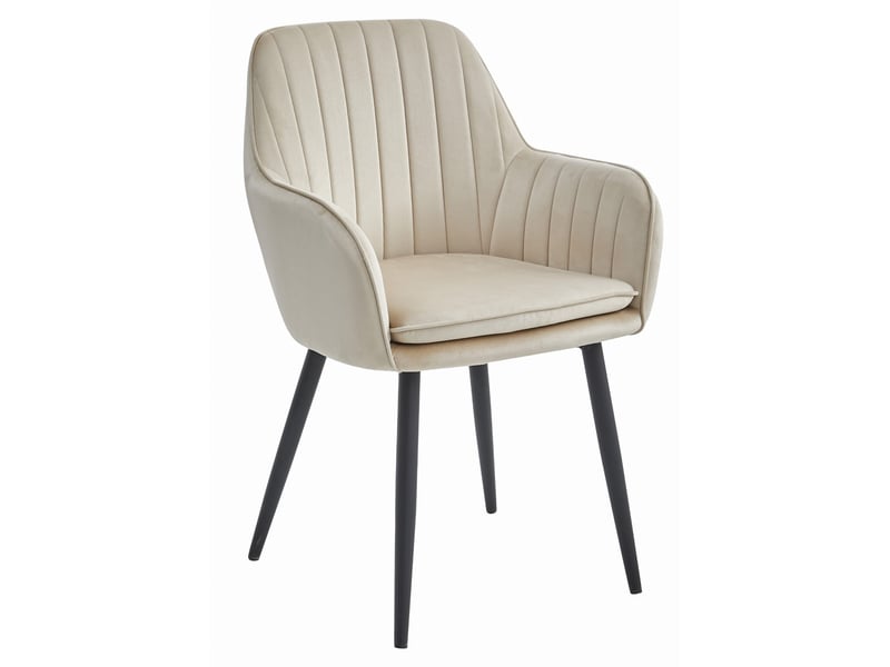 Family chaise lugo - velours beigepieds noirs x 2  - Conforama B