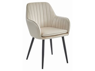 Chaise - leobert - lugo - velours beigepieds noirs - 57,5 x 56,5 x 86,5 cm - lot de 2